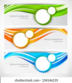 Set of wavy banners with circles