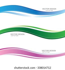 Set of wavy banners with gradient color design. blue, pink and green colorful. vector illustration