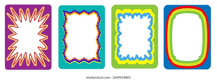 Set of wavy border frames. Decorative templates for invitations, scrapbooking and photo framing flat vector 