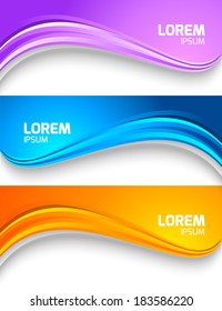 Set Of Wavy Colorful Banners. Header Design. Template For Web. Vector Illustration