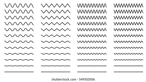 Set of wavy - curvy and zigzag - criss cross horizontal lines