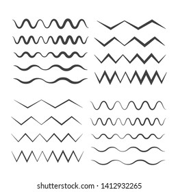 Conjunto de ondulado. Curvy y zigzag cruzan líneas Horizontales 
