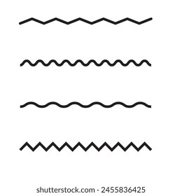 Set of wavy - curvy and zigzag - cross horizontal line design eps 10