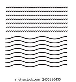 Conjunto de ondulado - curvado y zigzag - cruz Horizontal línea diseño eps 10