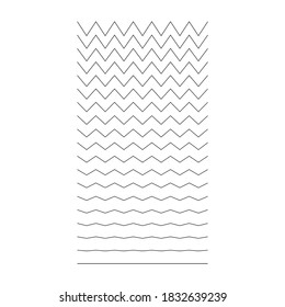 Set of wavy, curvy, zigzag horizontal lines. Vector simple new design element
