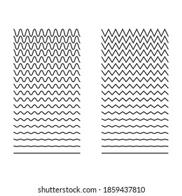 Set of wavy, curvy, zigzag horizontal lines. Vector simple new design element