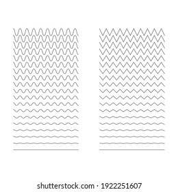 Set of wavy, curvy, zigzag horizontal lines. Vector simple new design element .