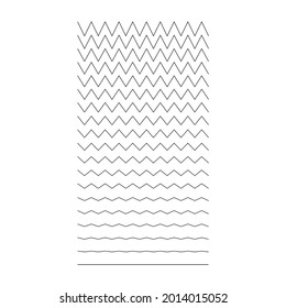 Set of wavy, curvy, zigzag horizontal lines. Vector simple new design element .