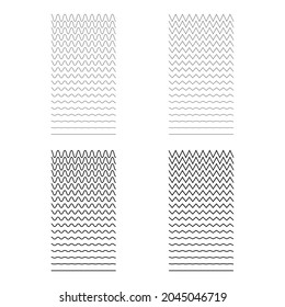 Set of wavy, curvy, zigzag horizontal lines. Vector simple new design element .