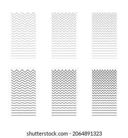 Set of wavy, curvy, zigzag horizontal lines. Vector simple new design element .