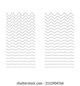 Set of wavy, curvy, zigzag horizontal lines. Vector simple new design element .