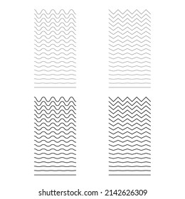 Set of wavy, curvy, zigzag horizontal lines. Vector simple new design element .