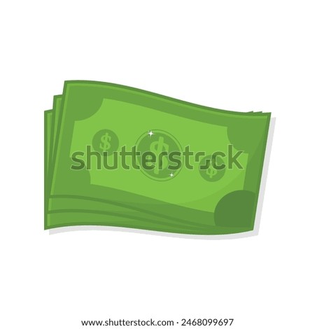 Set of wavy dollar bank note, currency icon vector illustration
