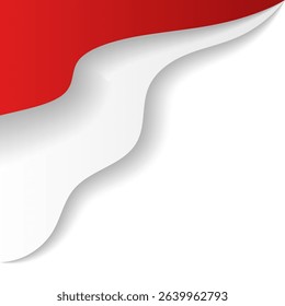 Set of Wavy Dynamic Indonesian Flag Corner Header Frame Shape Vector Assets for Flyer, Banner, Poster, Etc. Corner Frame Shape
