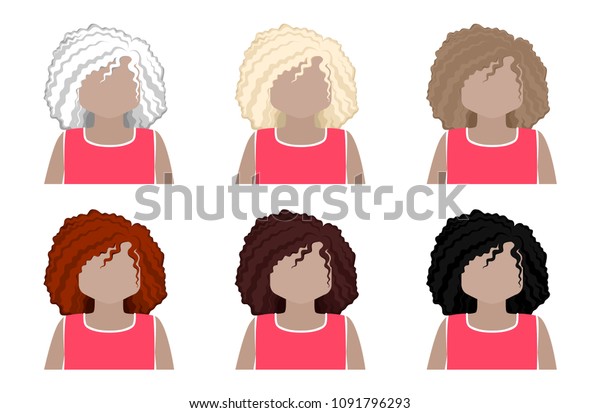 Set Wavy Hair Medium Length Different Stock Vector Royalty Free