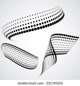 Set of Wavy Halftone Dots Elements isolated on White Background.Vector Illustration.