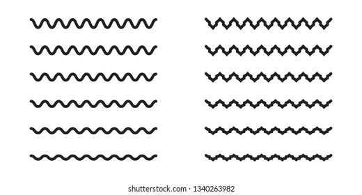 Set of wavy horizontal lines, abstract wavy lines. Vector design element
