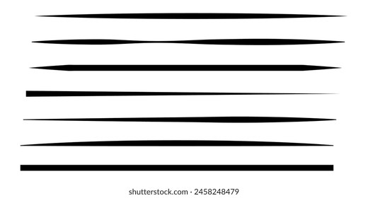 Set of wavy horizontal lines. Marker hand-drawn line border set and scribble design elements. Lines hand drawn paint brush stroke. vector grunge brushes, hand drawn ink strokes grunge lines