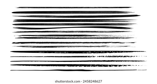 Set of wavy horizontal lines. Marker hand-drawn line border set and scribble design elements. Lines hand drawn paint brush stroke. vector grunge brushes, hand drawn ink strokes design