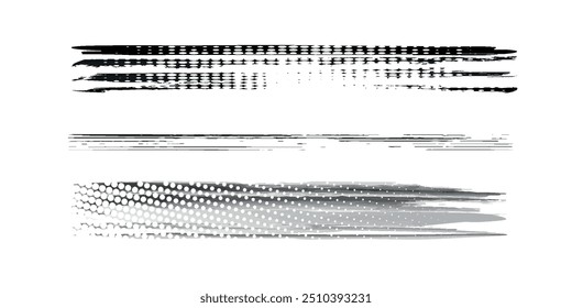 Set of wavy horizontal lines. Set of marker hand drawn line borders and doodle design elements. Hand drawn paint brush strokes lines. Vector isolated on white.	