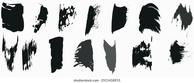 Set of wavy horizontal lines. Set of marker hand drawn line borders and doodle design elements. Hand drawn paint brush strokes lines. Vector isolated on white