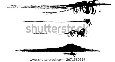 Set of wavy horizontal lines. Marker hand-drawn line border set and scribble design elements. Lines hand drawn paint brush stroke. grunge brushes, hand drawn ink strokes draw linw,