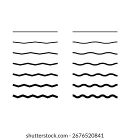 Conjunto de linhas horizontais onduladas em um plano de fundo branco. Elemento de design vetorial. EPS 10