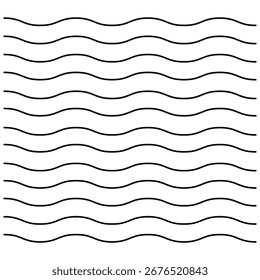 Conjunto de linhas horizontais onduladas em um plano de fundo branco. Elemento de design vetorial. EPS 10