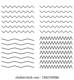 Set of wavy horizontal lines, retro style isolated on white background EPS Vector