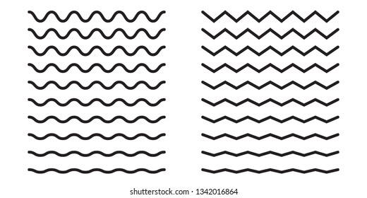 Set of wavy horizontal lines. Vector design element