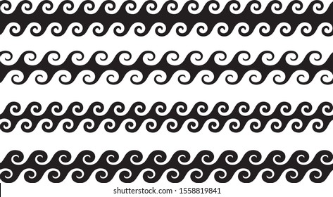 Set of wavy horizontal lines. Vector design element