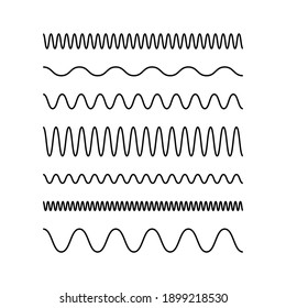 Set of wavy horizontal lines. Vector illustration