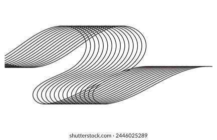 Set of wavy horizontal lines. Vector border design element