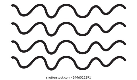 Set of wavy horizontal lines. Vector border design element