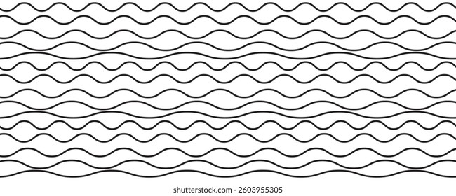 Set of wavy horizontal lines. Vector design element. vector