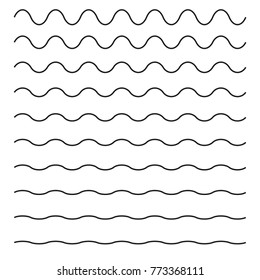 Set Of Wavy Horizontal Lines. Vector Design Element
