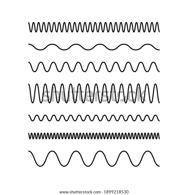 Set of wavy\
horizontal lines. Vector\
illustration