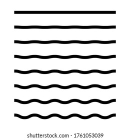 Set wavy horizontal lines. Zigzag line. Curvy black underlines. Vector eps10.