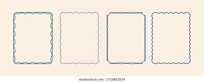 Conjunto de marcos decorativos ondulados y dentados