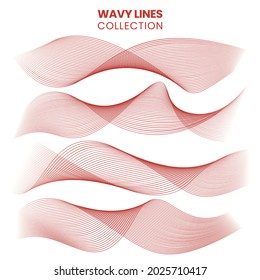 Set of wavy lines. Isolated on a white background. vector illustration.