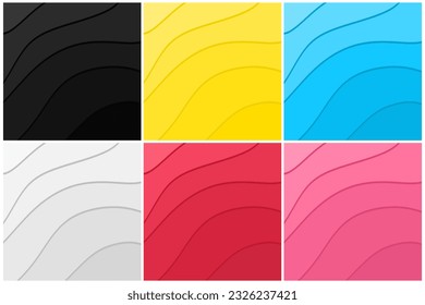 Conjunto de líneas onduladas de textura de rayas en un estilo mínimo. Colección de fondos de ondas en diferentes colores con espacio de copia de texto. Plantillas de diseño creativo. Ilustración del vector