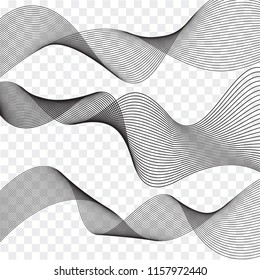 Set of Wavy lines vector illustration. Creative line art for design elements