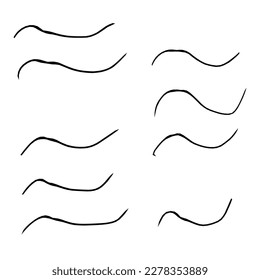 Conjunto de líneas onduladas,mismas líneas de brocha, ilustración de marco vectorial