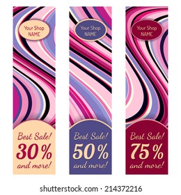 Set of Wavy Modern Banners. Vector Design