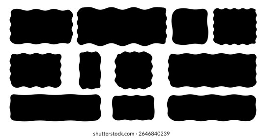 Set of wavy organic rectangles and squares vector illustration
