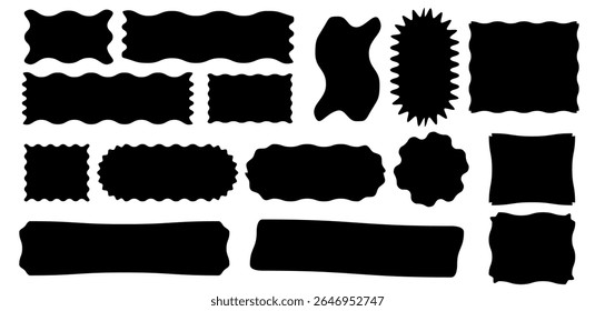 Set of wavy organic rectangles and squares vector illustration
