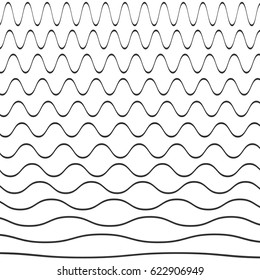 Set of wavy pattern. Vector illustration.