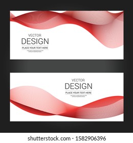 Set of wavy red banners. Abstract illustration