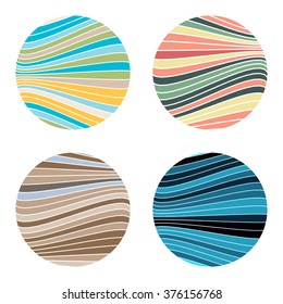 Set of wavy round elements - vector illustration 