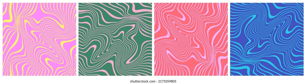 Set Wavy Seamless Trippy Patterns Psychedelic Stock Vector (Royalty ...